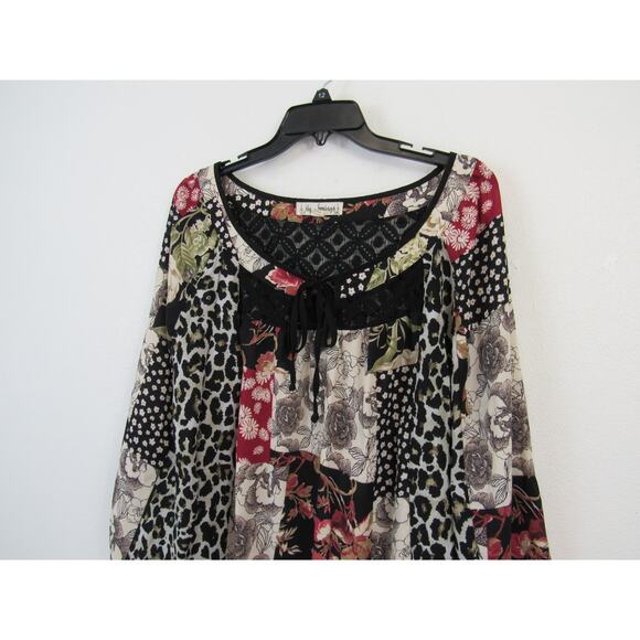 Hope Springs Women's Blouse Top Size XXL Long Sleeve Animal & Floral Print - Picture 3 of 7